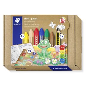 Staedtler Farveblyant Noris Junior tegnes�t - med 6 vokskridt og h�fte med tegneaktiviteter